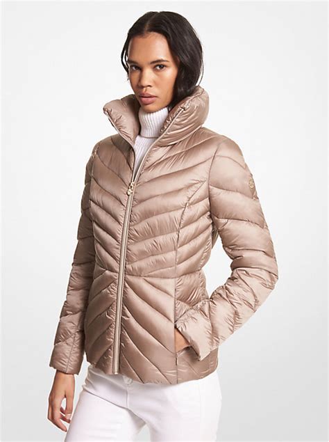 michael kors mens quilted nylon hooded puffer jacket|Michael Kors packable puffer jacket.